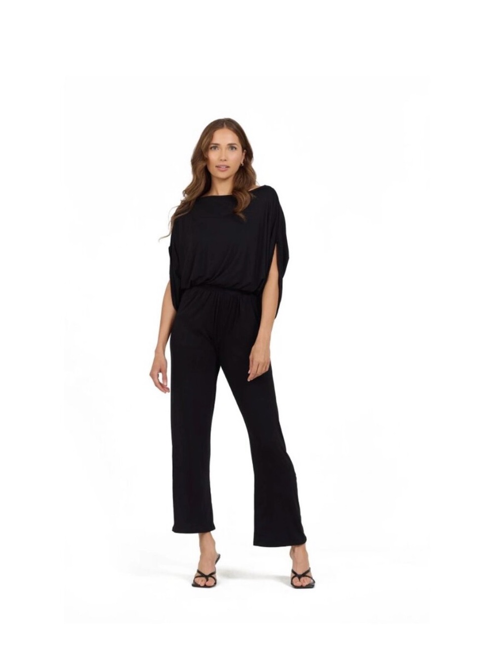 Go Couture Black Wide-Leg Jumpsuit with Dolman Sleeves